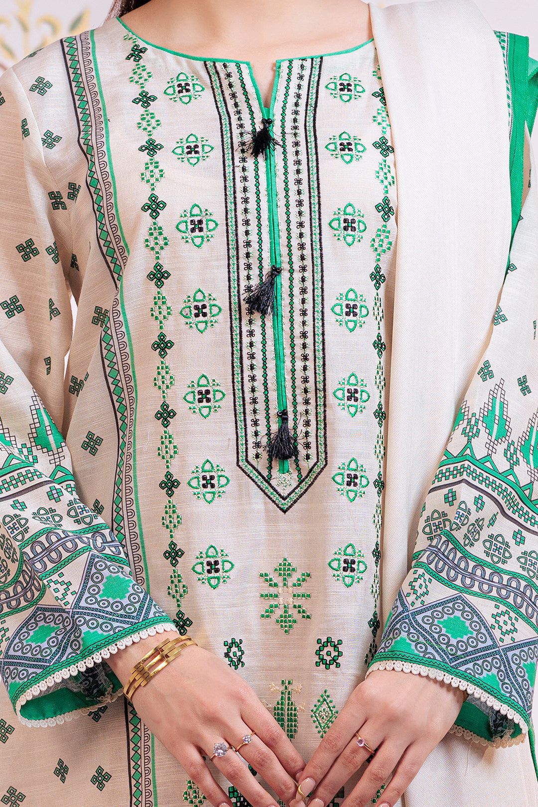 Zellbury | Winter Pret | Embroidered Kurta Dupatta Trouser - 3075