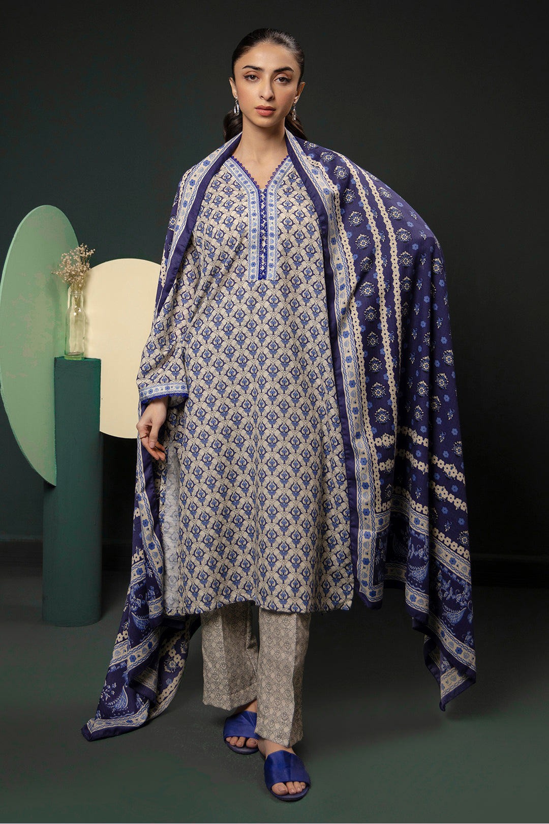 Zellbury | Winter Pret | Kurta Shawl Trouser - 3153