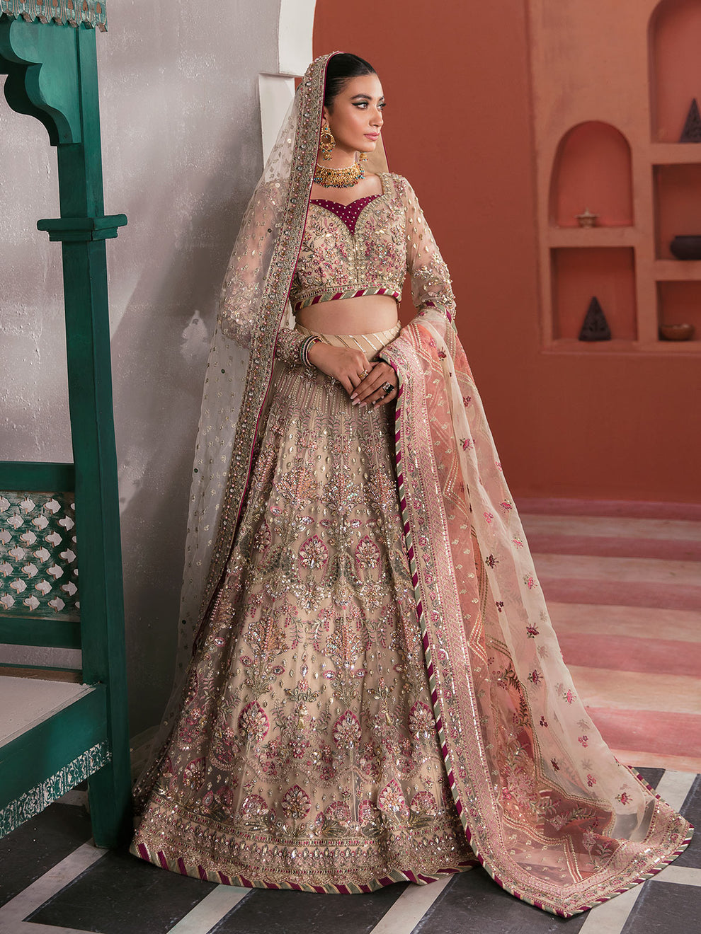 Gulaal | Wedding Formals | ANSHAH GL-WS-22V1-28 (IVORY WHITE LEHNGA CHOLI) - Pakistani Designer Dress - by Gulaal | Type: Bridal - 100% Original at Saira Sultan