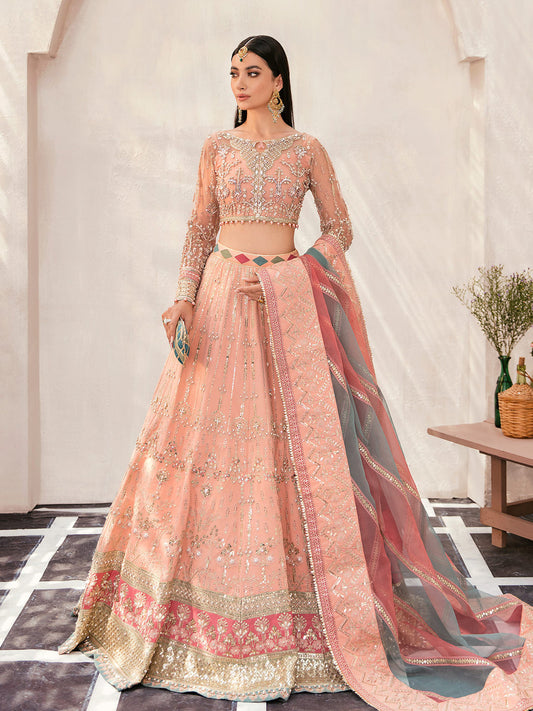 Gulaal | Wedding Formals | AFREEN GL-WS-22V1-29 (PEACH LEHNGA CHOLI) - Pakistani Designer Dress - by Gulaal | Type: Bridal - 100% Original at Saira Sultan