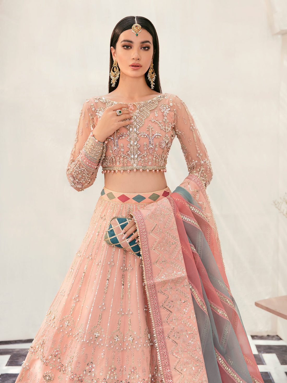 Gulaal | Wedding Formals | AFREEN GL-WS-22V1-29 (PEACH LEHNGA CHOLI) - Pakistani Designer Dress - by Gulaal | Type: Bridal - 100% Original at Saira Sultan