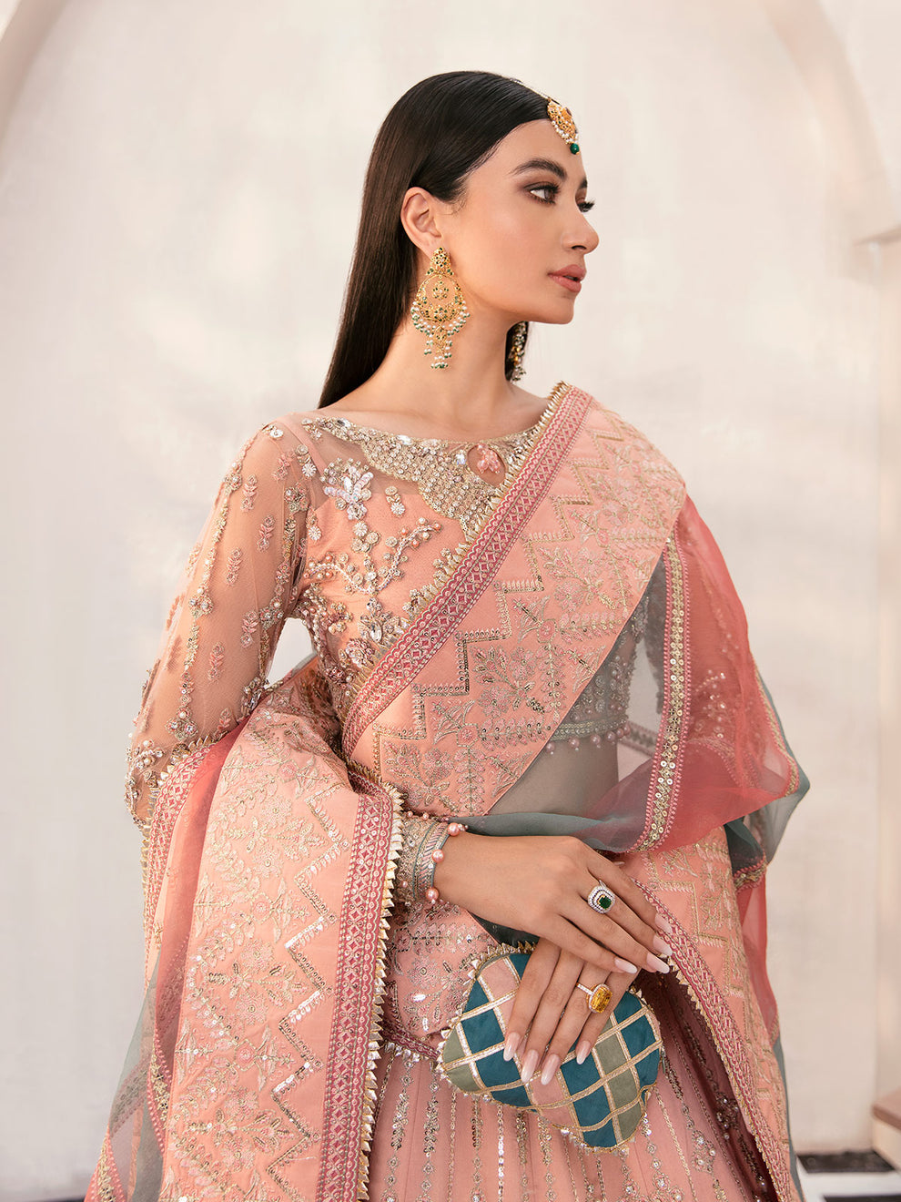 Gulaal | Wedding Formals | AFREEN GL-WS-22V1-29 (PEACH LEHNGA CHOLI) - Pakistani Designer Dress - by Gulaal | Type: Bridal - 100% Original at Saira Sultan