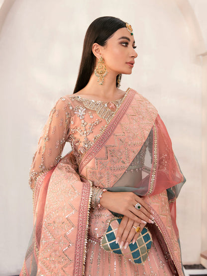 Gulaal | Wedding Formals | AFREEN GL-WS-22V1-29 (PEACH LEHNGA CHOLI) - Pakistani Designer Dress - by Gulaal | Type: Bridal - 100% Original at Saira Sultan