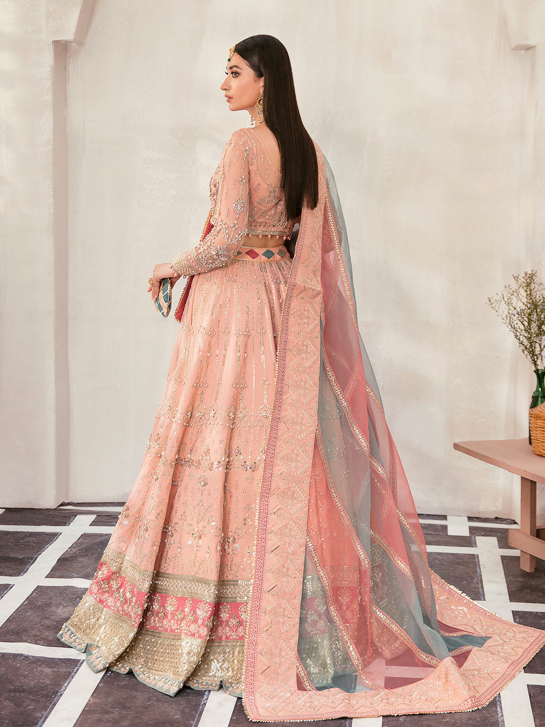 Gulaal | Wedding Formals | AFREEN GL-WS-22V1-29 (PEACH LEHNGA CHOLI) - Pakistani Designer Dress - by Gulaal | Type: Bridal - 100% Original at Saira Sultan