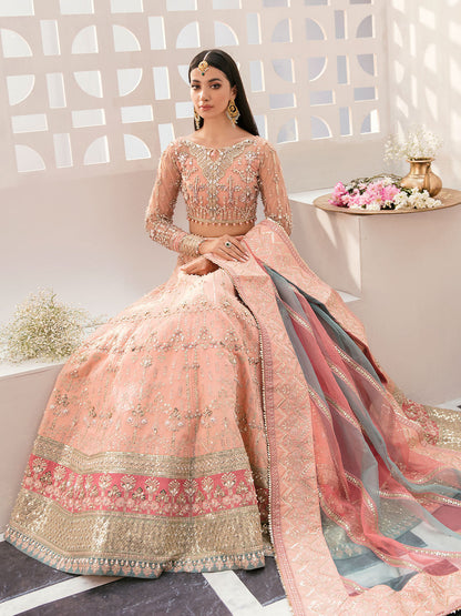 Gulaal | Wedding Formals | AFREEN GL-WS-22V1-29 (PEACH LEHNGA CHOLI) - Pakistani Designer Dress - by Gulaal | Type: Bridal - 100% Original at Saira Sultan