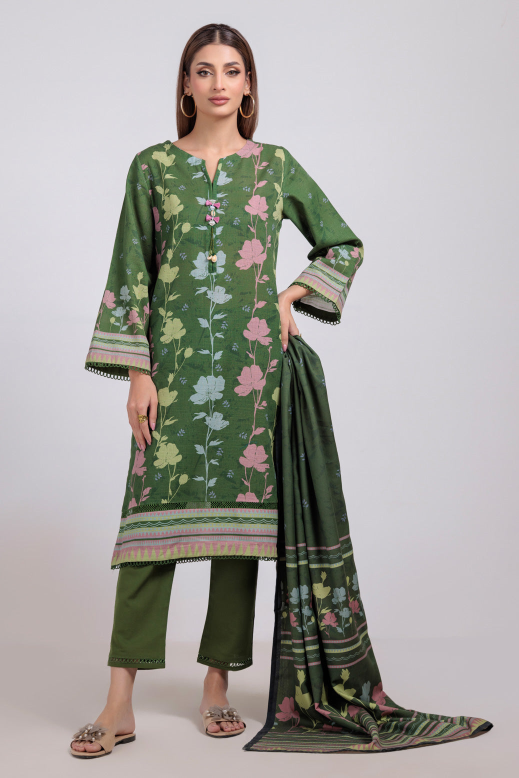 Bonanza Satrangi | Green Khaddar 3 Piece (WS1243P08) 8 Green