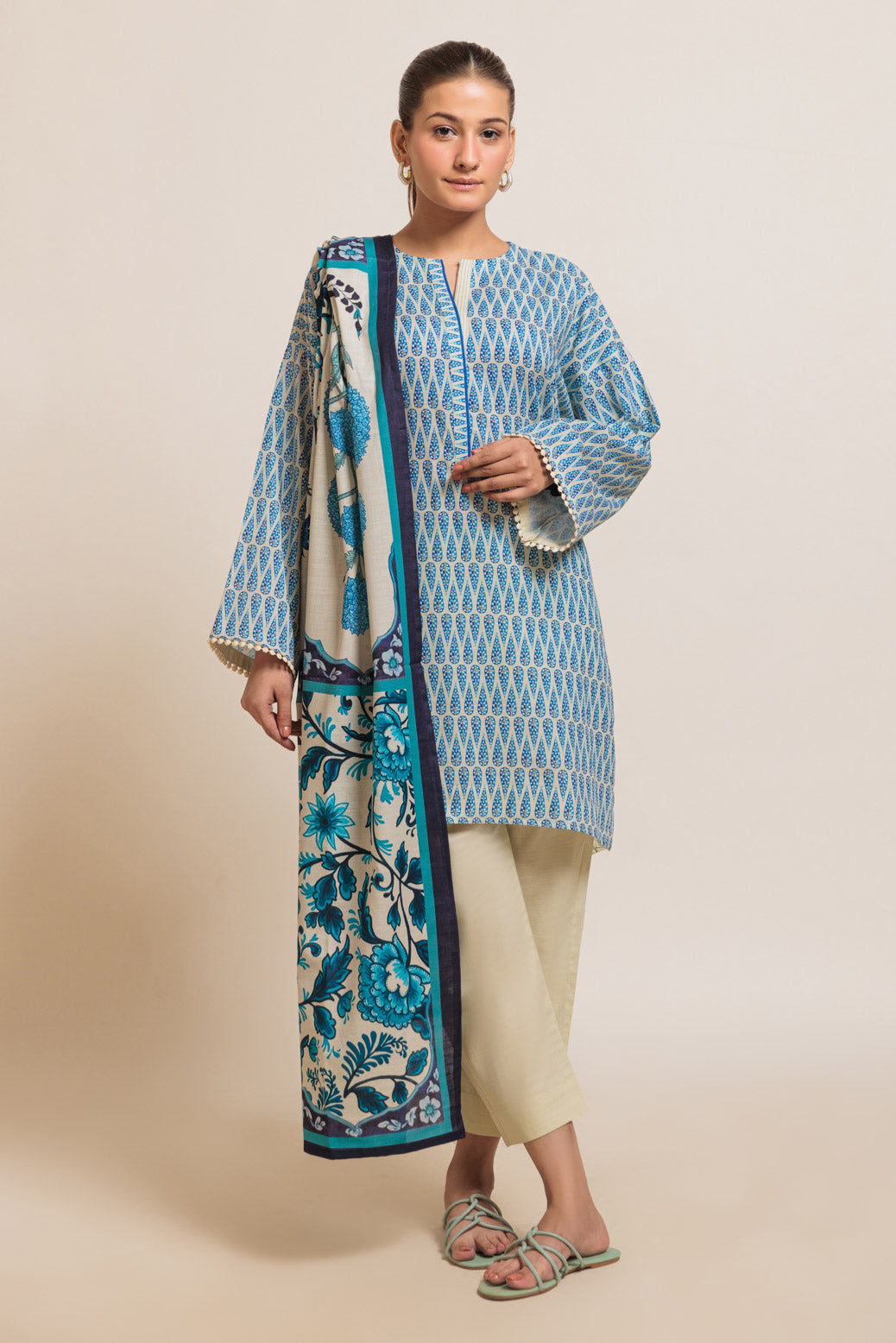 Bonanza Satrangi | Beige Khaddar 3 Piece (WS2243P13) 8 Beige