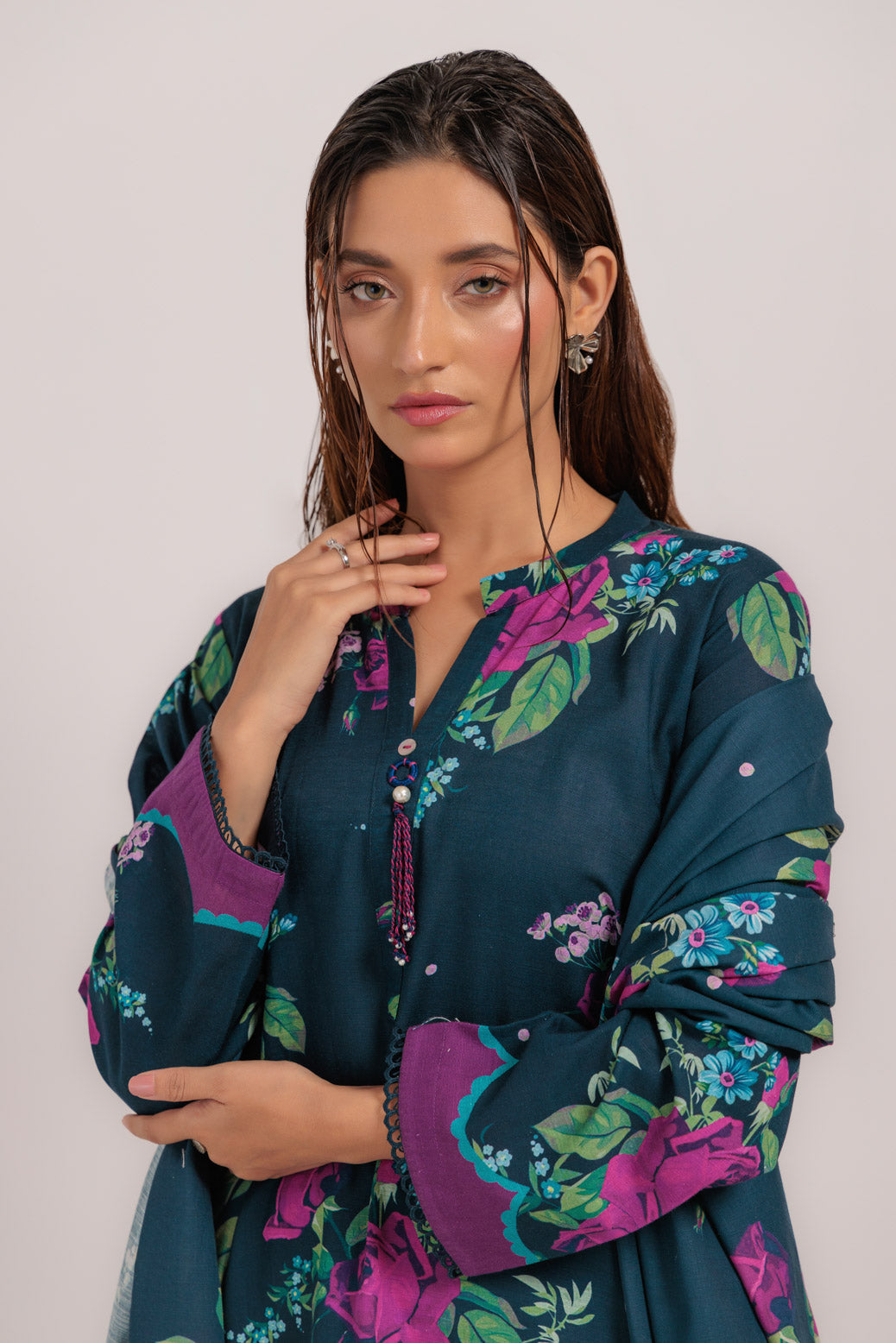 Bonanza Satrangi | D Blue Khaddar 3 Piece (WS2243P31) 14 Blue