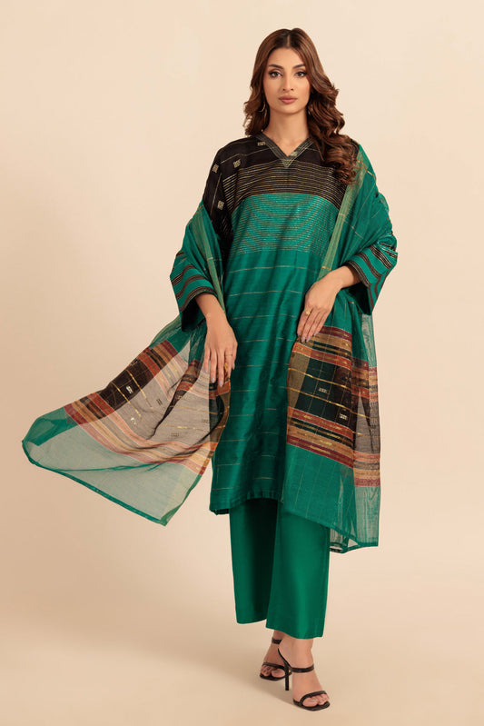 Bonanza Satrangi | Green Khaddi 3 Piece (WS5243P12) 8 Green