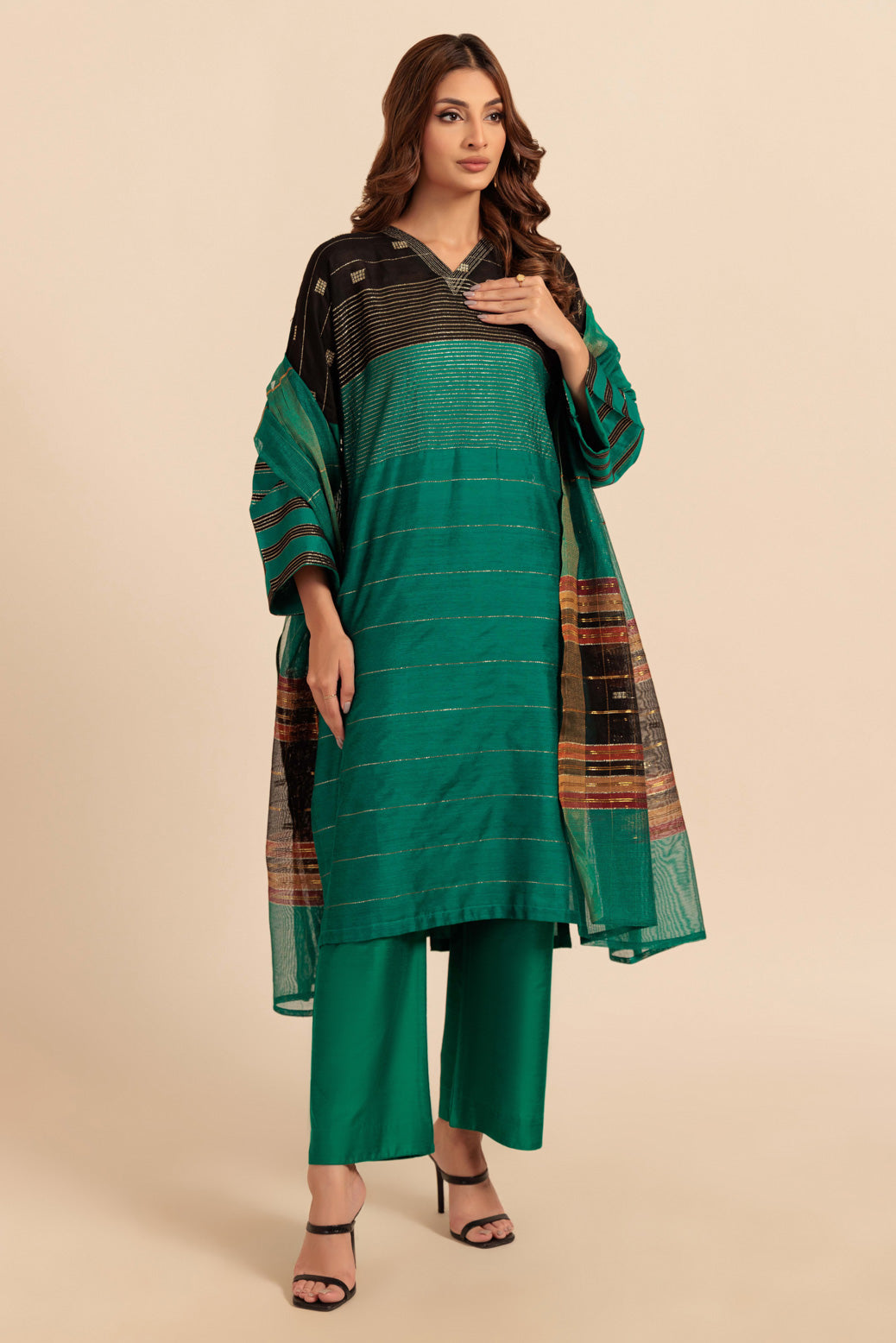 Bonanza Satrangi | Green Khaddi 3 Piece (WS5243P12) 10 Green