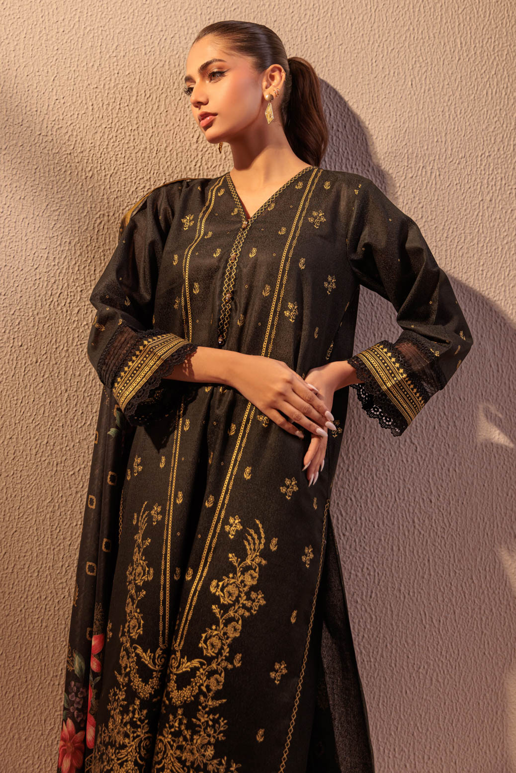 Bonanza Satrangi | Black Ayudia 3 Piece (WS6243P08) 14 Black