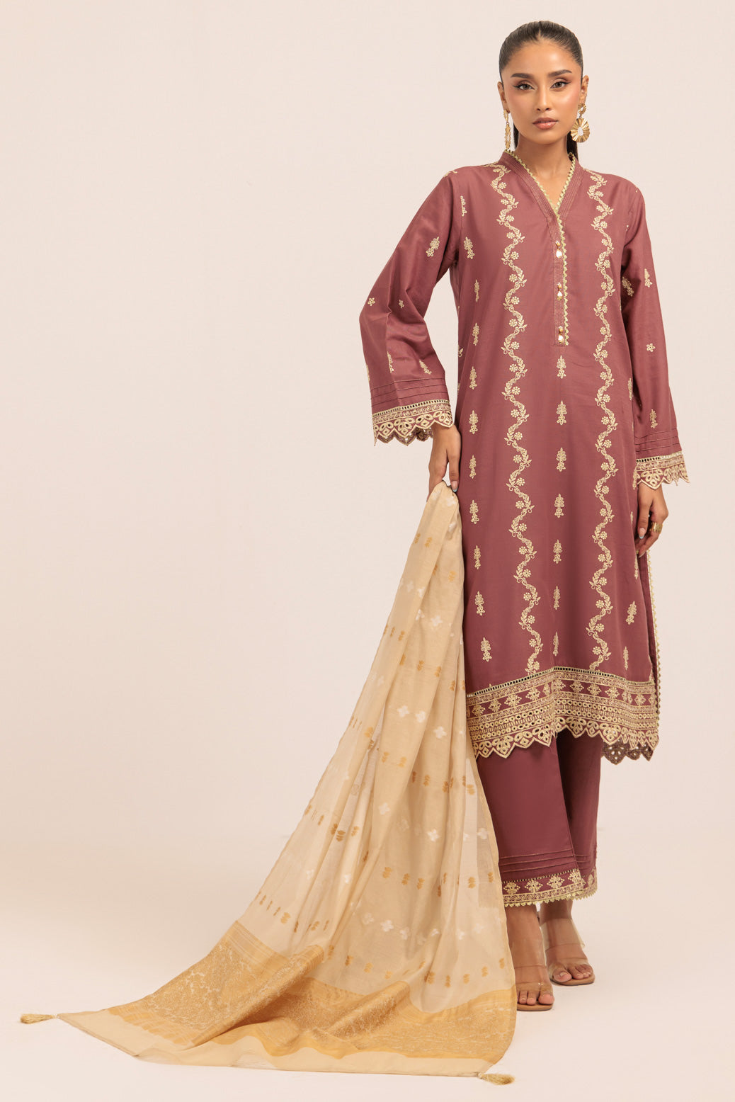 Bonanza Satrangi | Maroon Khaddar 3 Piece (WS6243P21) 12 Maroon