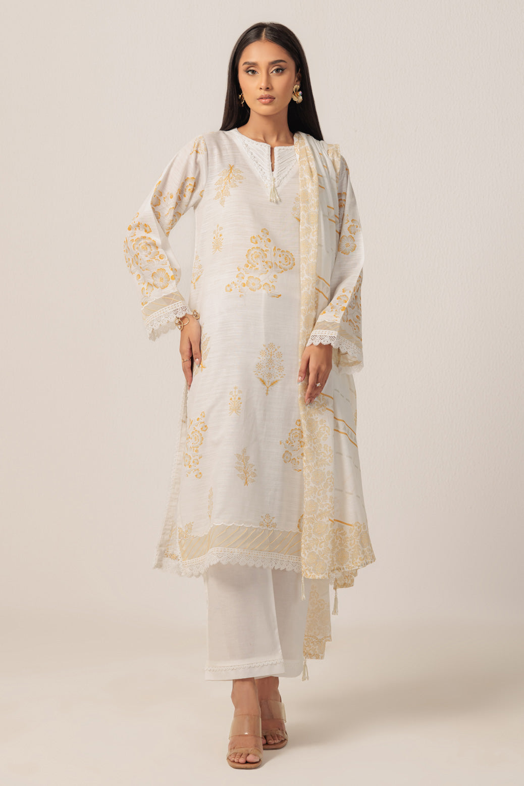 Bonanza Satrangi | O White Cambric 3 Piece (WS6243P27) 10 White