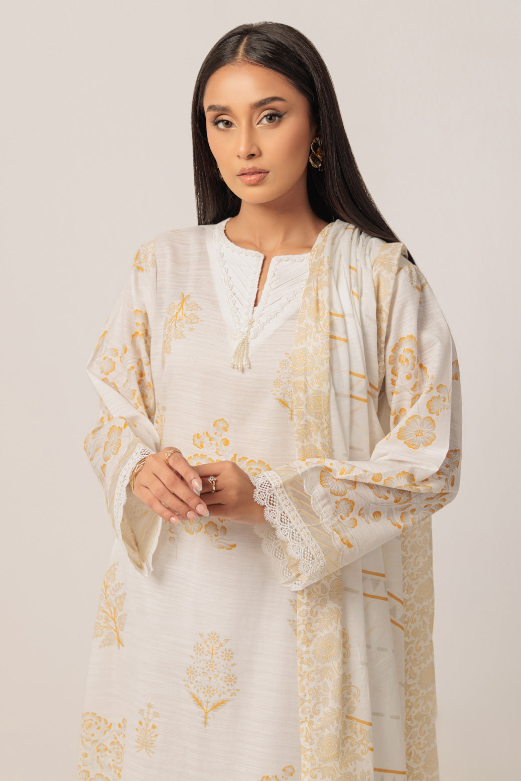 Bonanza Satrangi | O White Cambric 3 Piece (WS6243P27) 12 White