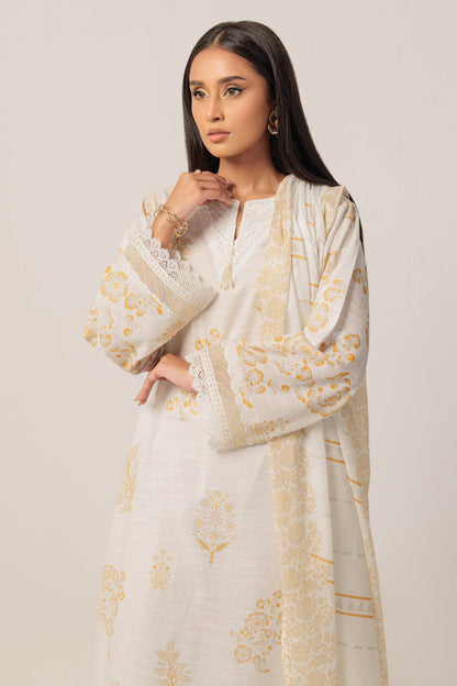 Bonanza Satrangi | O White Cambric 3 Piece (WS6243P27) 14 White