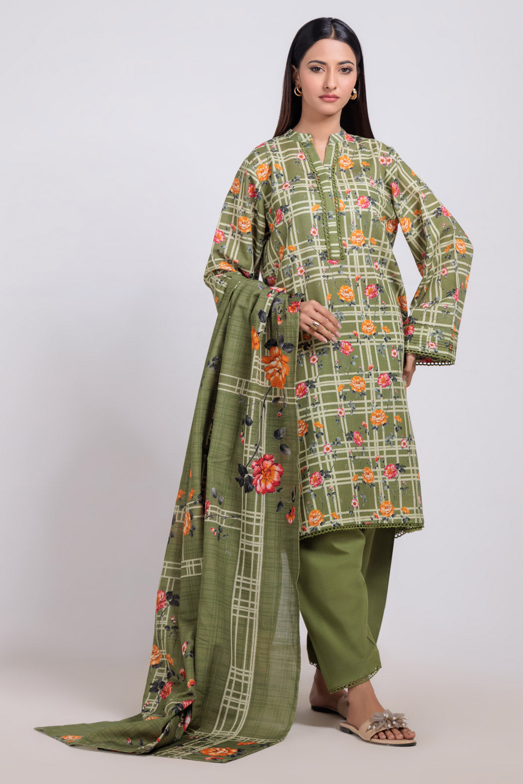 Bonanza Satrangi | Green Khaddar 3 Piece (WS6243P54) 12 Green