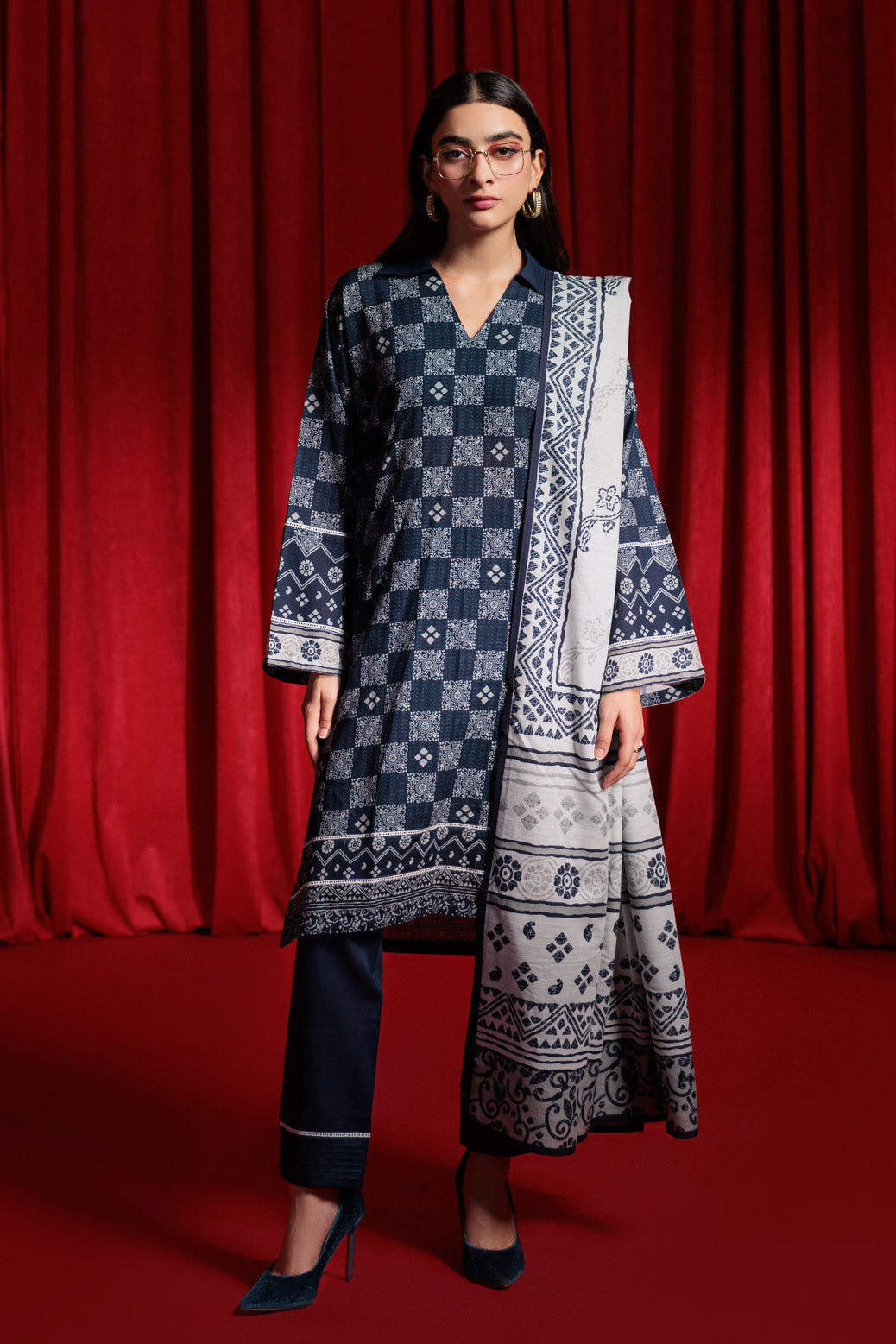 Bonanza Satrangi | Blue Khaddar 3 Piece (WS7243P07) 8 Blue