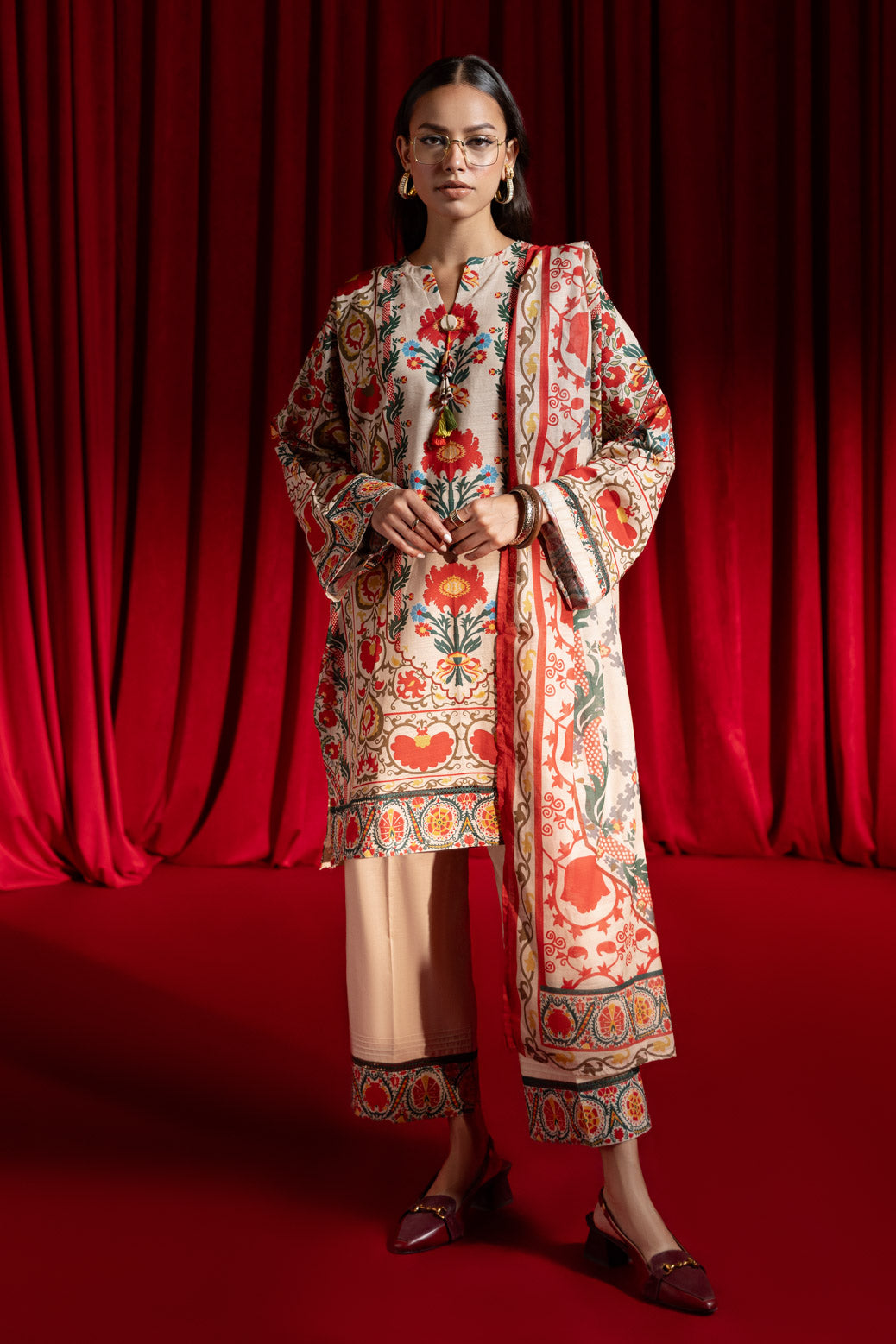 Bonanza Satrangi | Beige Cambric 3 Piece (WS7243P10) 8 Beige