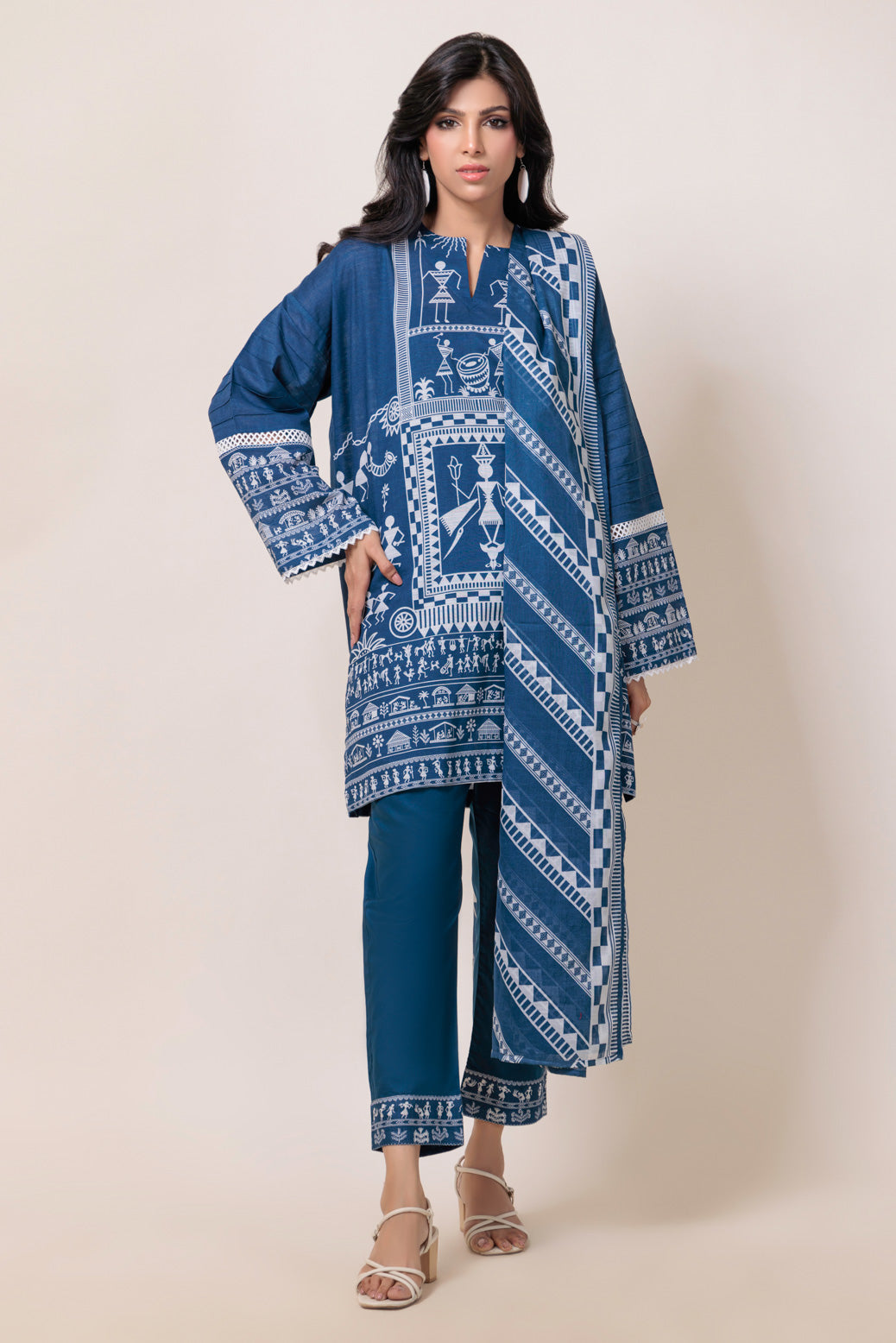 Bonanza Satrangi | Blue Cambric 3 Piece (WS7243P18) 8 Blue
