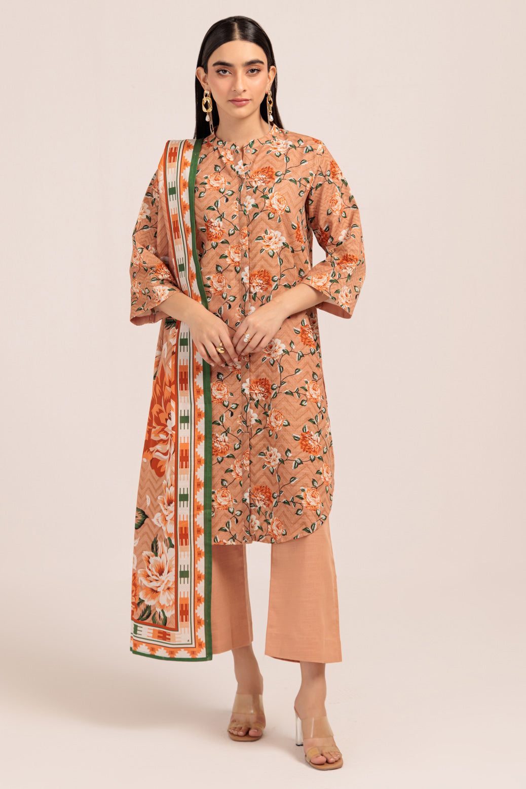 Bonanza Satrangi | Peach Khaddar 3 Piece (WS7243P22) 8 Peach
