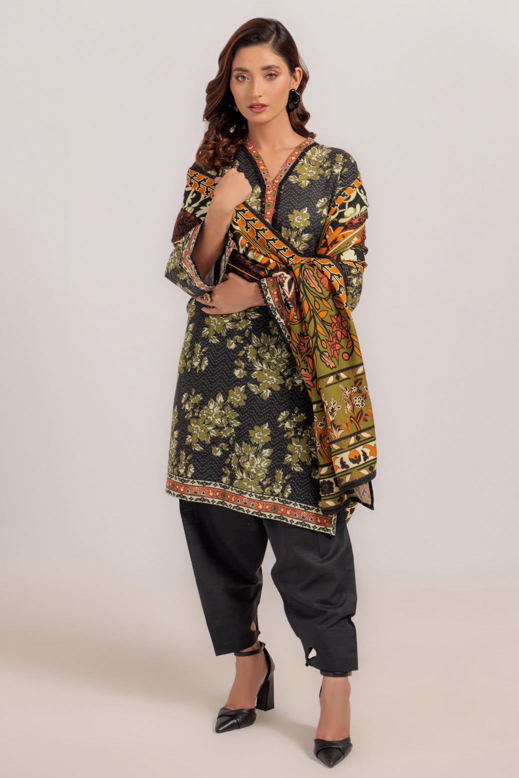 Bonanza Satrangi | Black Khaddar 3 Piece (WS7243P28) 10 Black