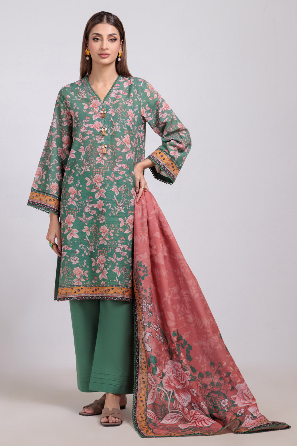 Bonanza Satrangi | Green Khaddar 3 Piece (WS7243P43) 8 Green