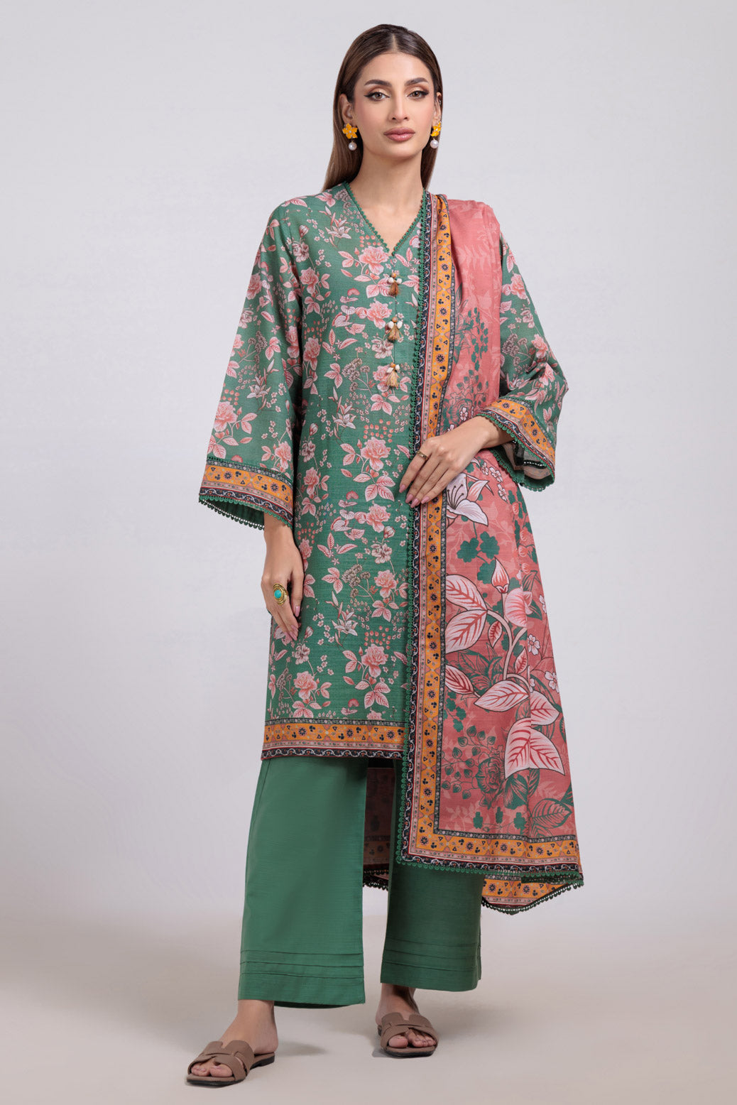 Bonanza Satrangi | Green Khaddar 3 Piece (WS7243P43) 14 Green