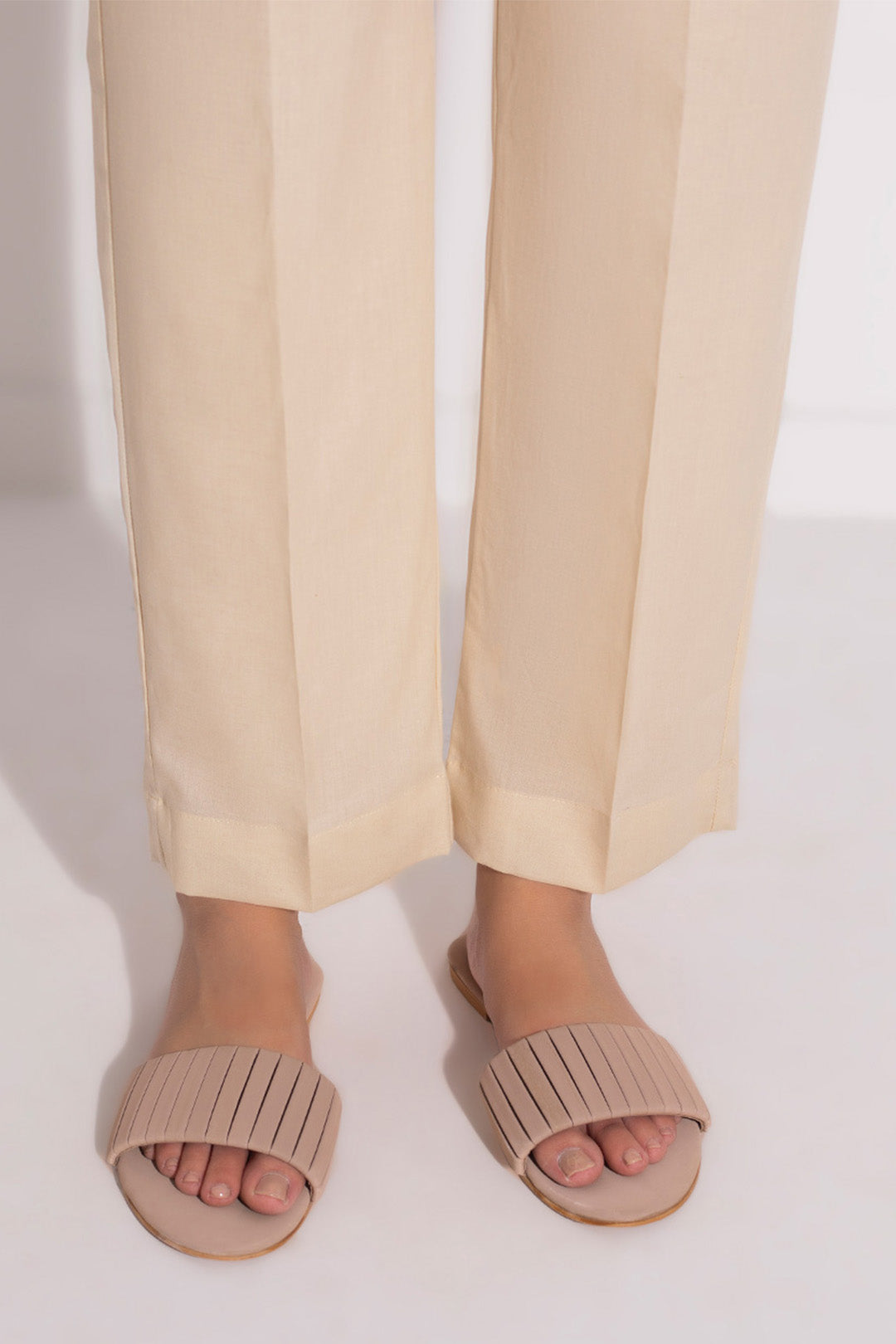 Zellbury | Unstitched Cambric Trouser | Unstitched Trouser Beige