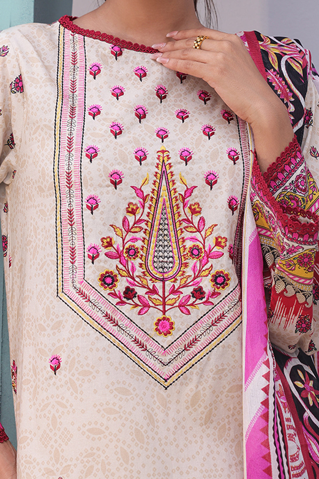 Zellbury | Unstitched 2 Piece Cambric | Embroidered Shirt Dupatta - 0022