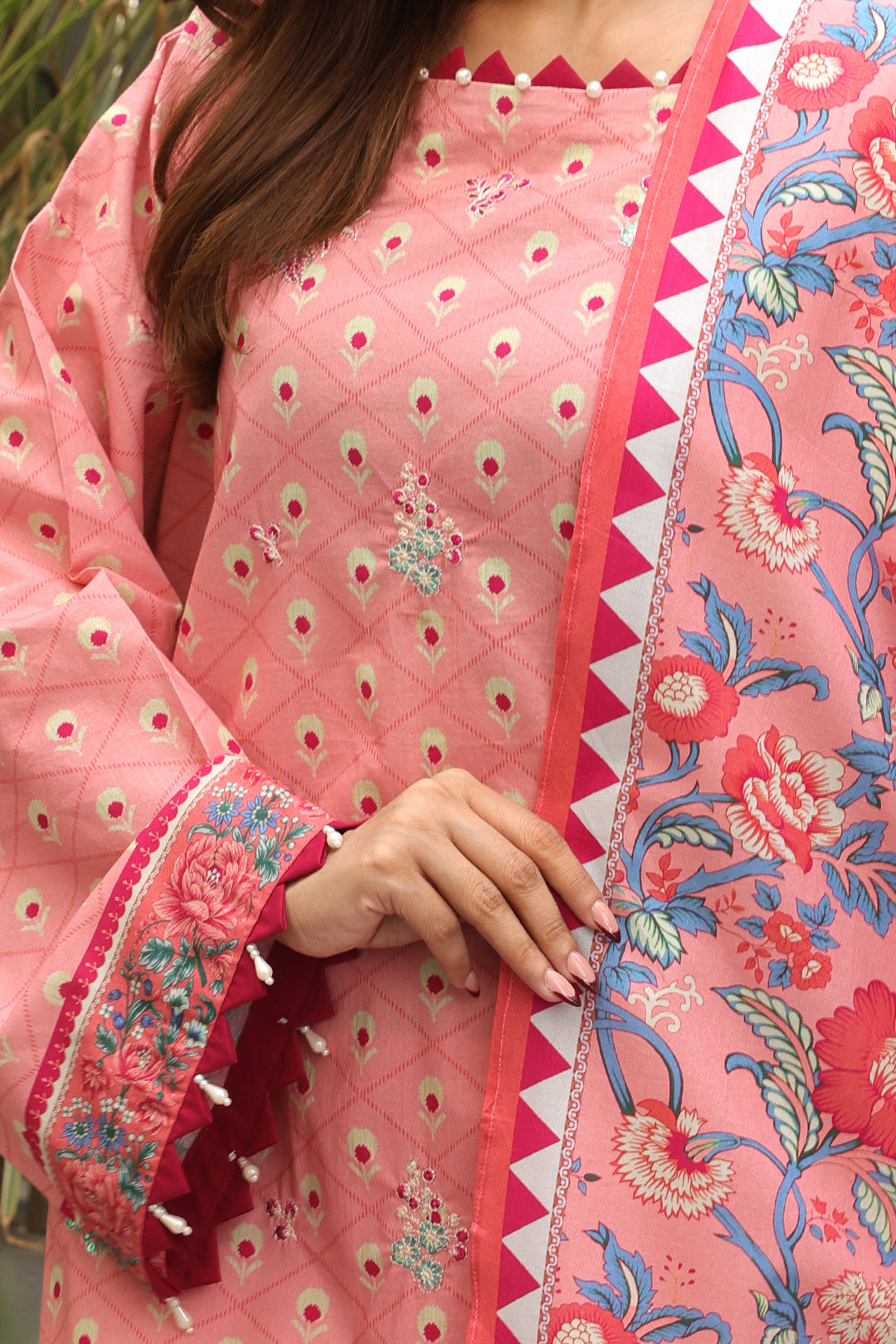Zellbury | Unstitched 2 Piece Cambric | Embroidered Shirt Dupatta - 0025