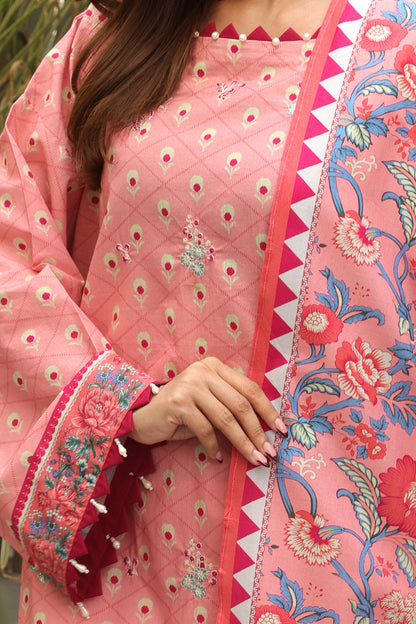 Zellbury | Unstitched 2 Piece Cambric | Embroidered Shirt Dupatta - 0025