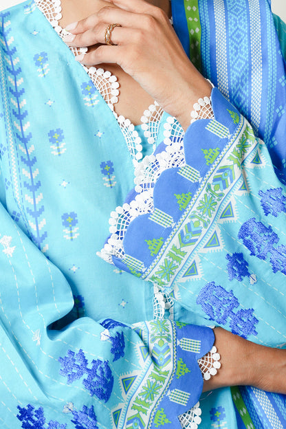 Zellbury | Unstitched 2 Piece Cambric | Embroidered Shirt Dupatta - 0028