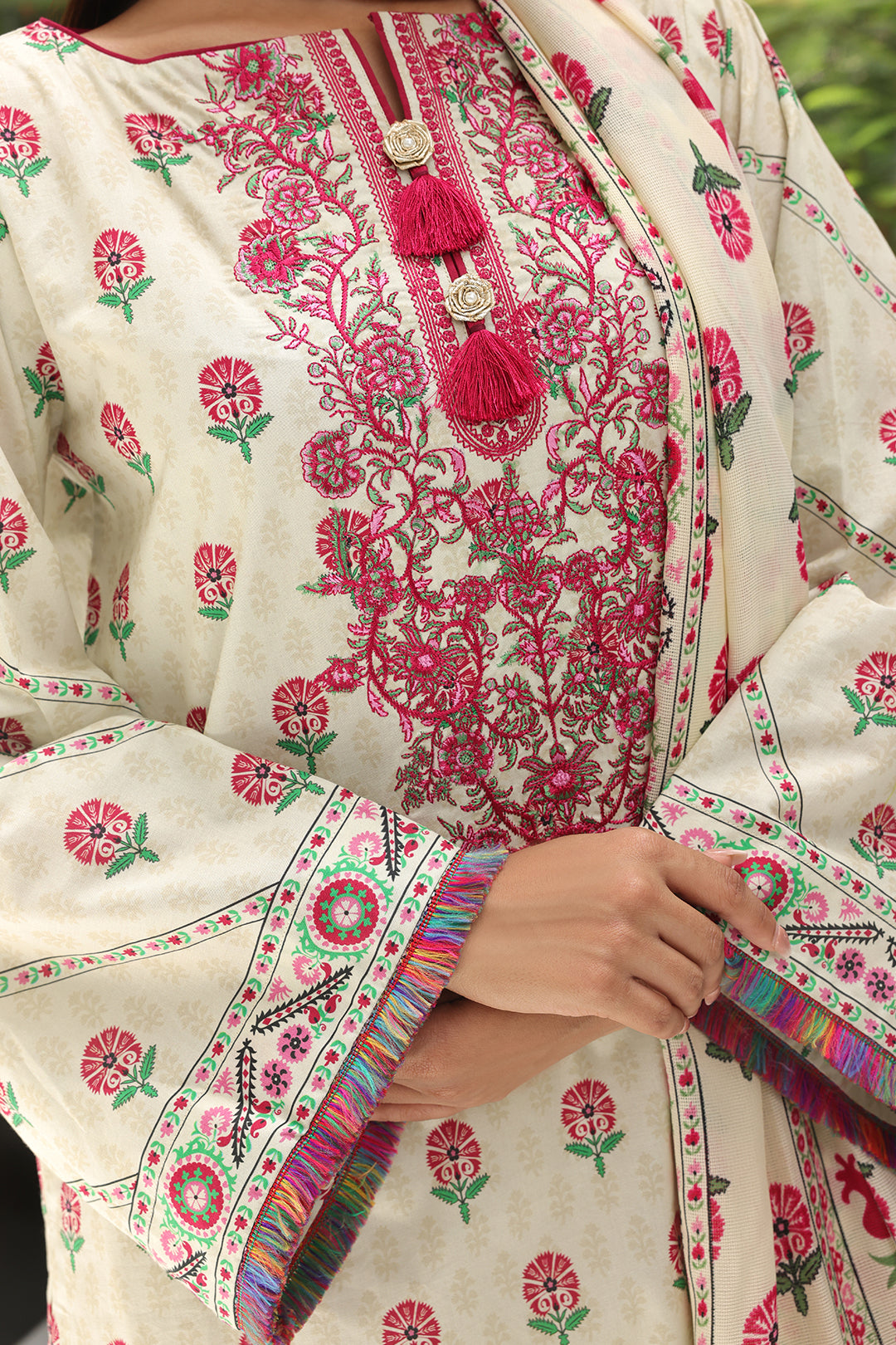 Zellbury | Unstitched 2 Piece Cambric | Embroidered Shirt Dupatta - 0105