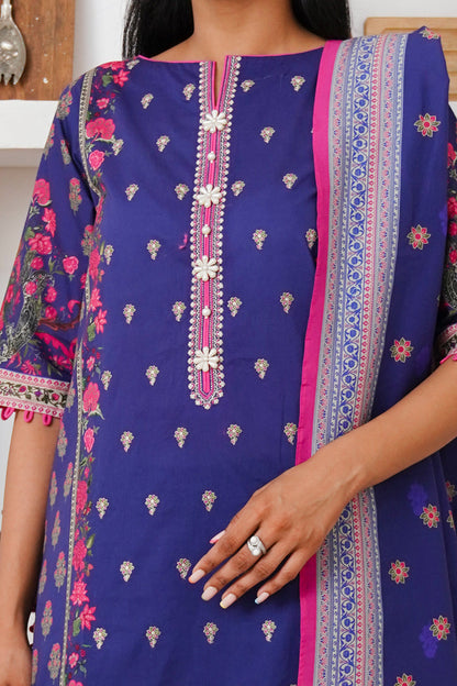 Zellbury | Unstitched 2 Piece Cambric | Embroidered Shirt Dupatta - 0110