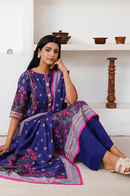 Zellbury | Unstitched 2 Piece Cambric | Embroidered Shirt Dupatta - 0110