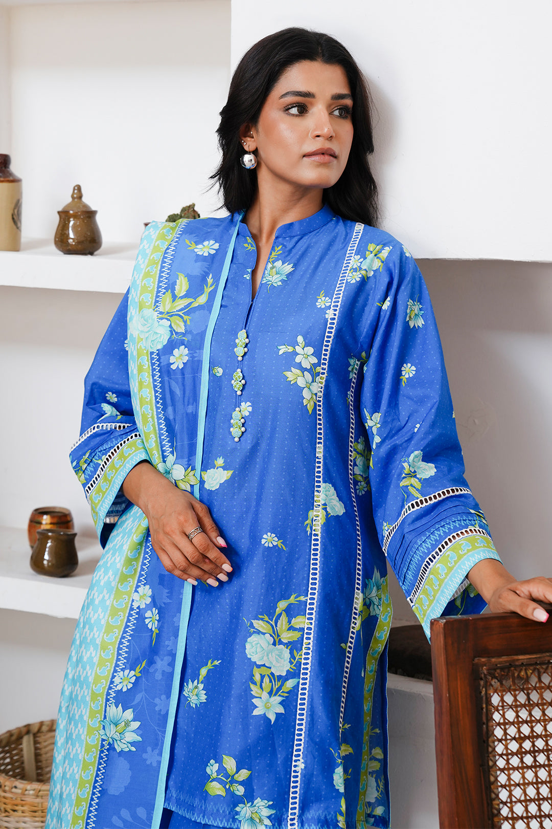 Zellbury | Unstitched 3 Piece Cambric | Embroidered Shirt Shalwar Dupatta - 0065