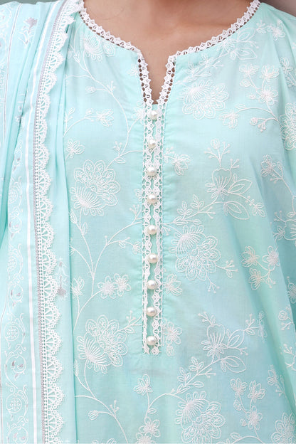 Zellbury | Unstitched 3 Piece Cambric | Embroidered Shirt Shalwar Dupatta - 0073