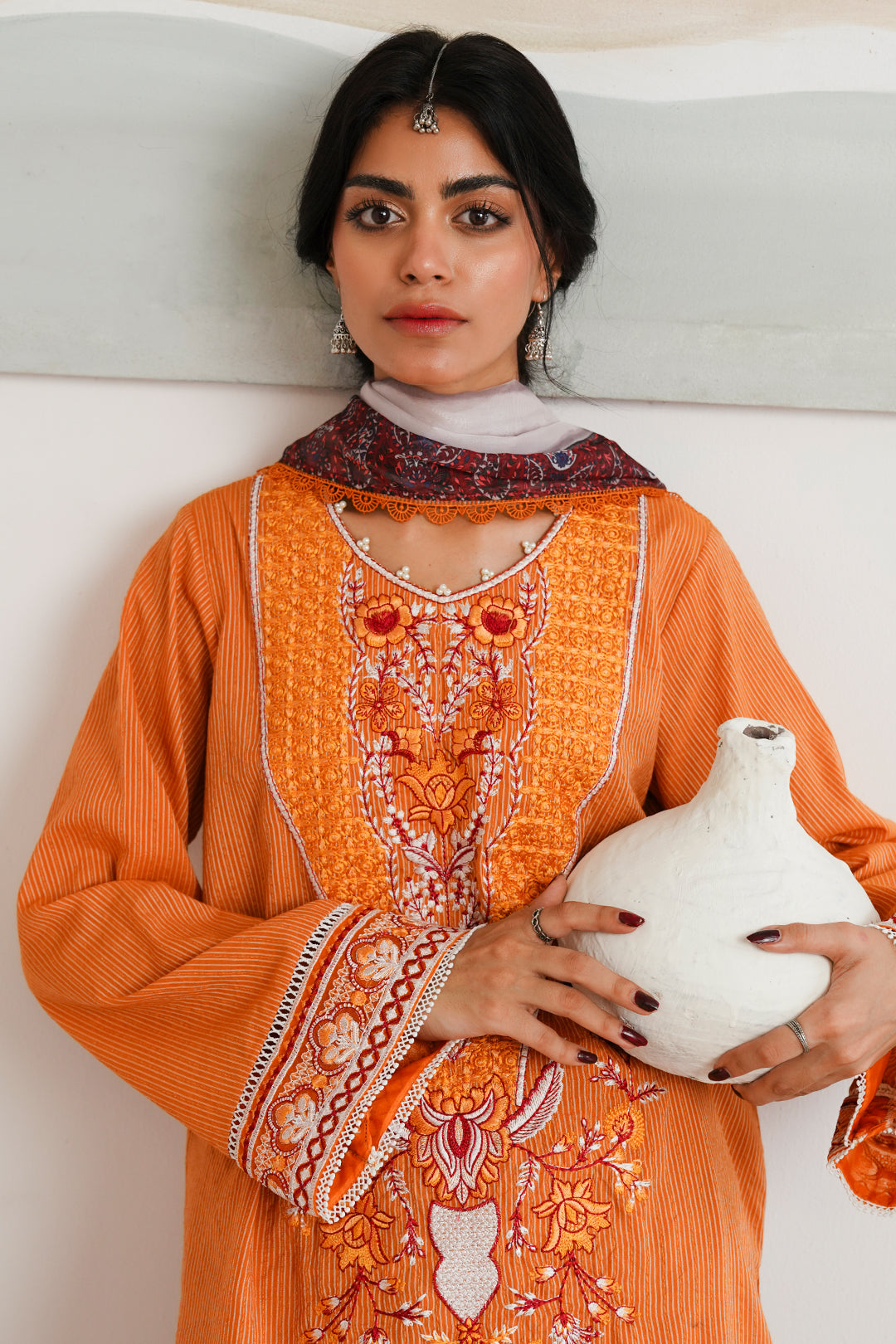 Zellbury | Unstitched 3 Piece Zari | Embroidered Shirt Shalwar Dupatta - 0085 Default Title