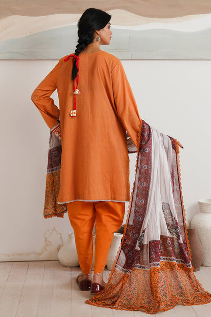 Zellbury | Unstitched 3 Piece Zari | Embroidered Shirt Shalwar Dupatta - 0085