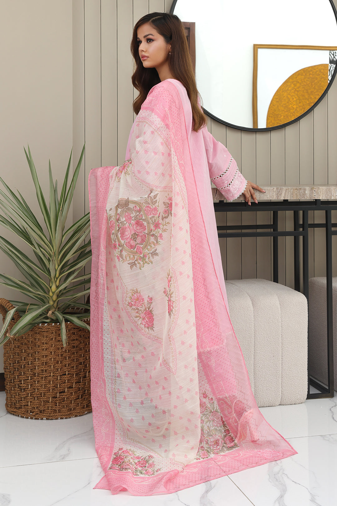Zellbury | Unstitched 3 Piece Chambray | Embroidered Shirt Shalwar Dupatta - 0146