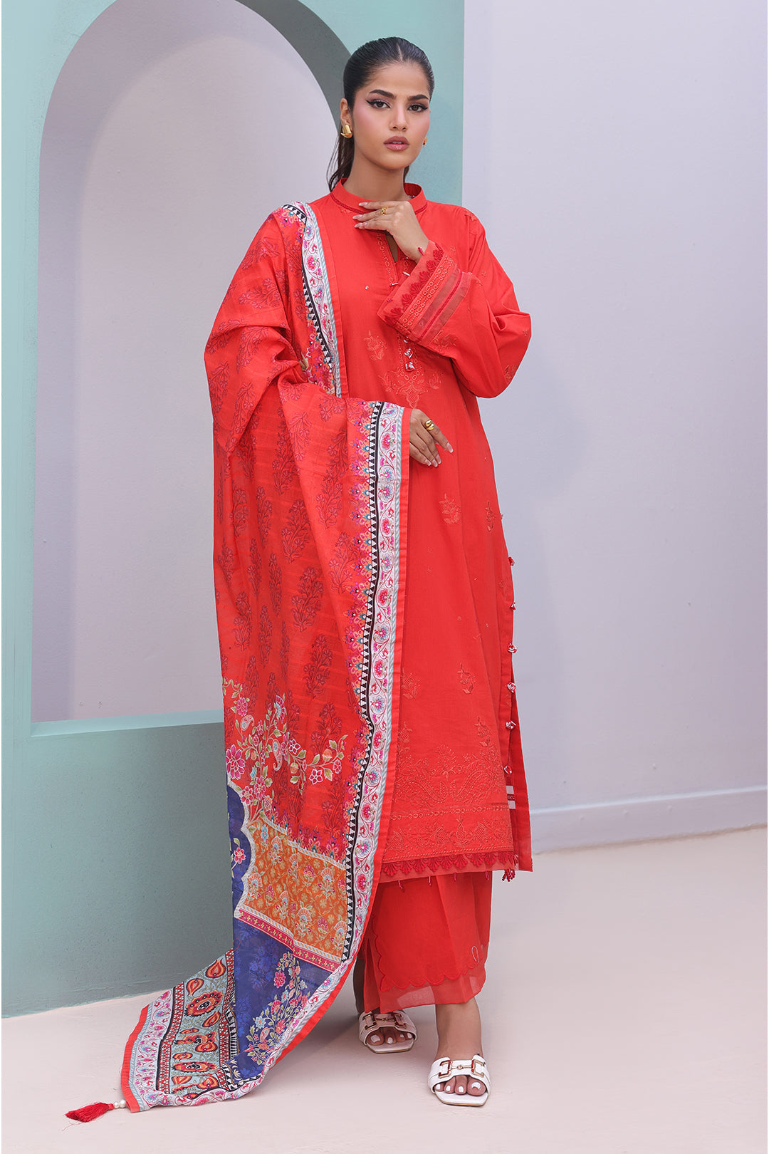 Zellbury | Unstitched 3 Piece Cambric | Embroidered Shirt Shalwar Dupatta - 0152