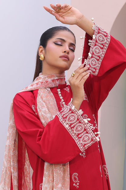Zellbury | Unstitched 3 Piece Cambric | Embroidered Shirt Shalwar Dupatta - 0602 Default Title