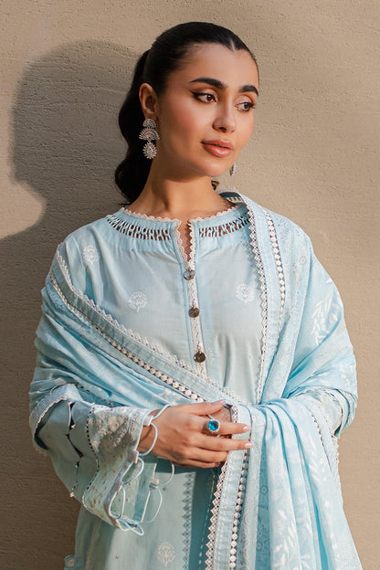 Zellbury | Unstitched 3 Piece Chikankari | Embroidered Shirt Shalwar Dupatta - 0709 Default Title