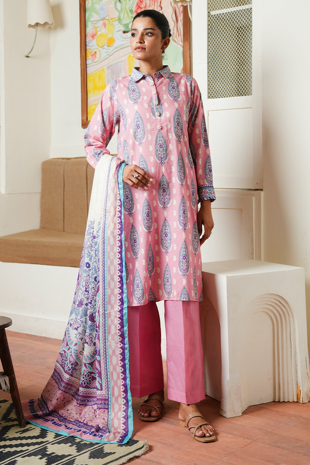 Zellbury | Unstitched 3 Piece Cambric | Shirt Shalwar Dupatta - 0035