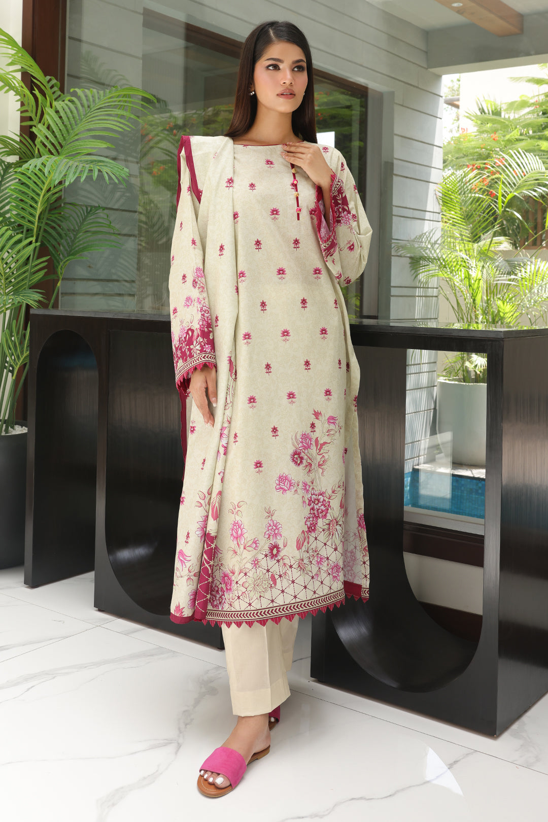 Zellbury | Unstitched 3 Piece Cambric | Shirt Shalwar Dupatta - 0040