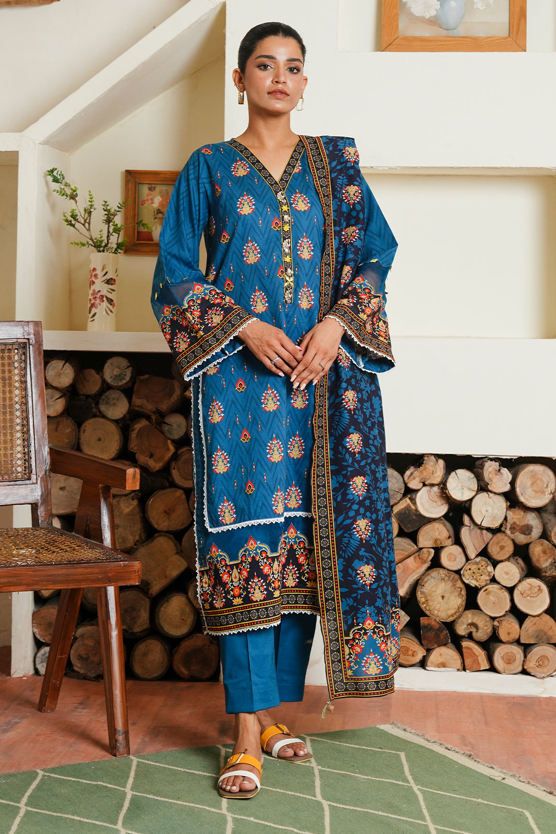Zellbury | Unstitched 3 Piece Cambric | Shirt Shalwar Dupatta - 0042
