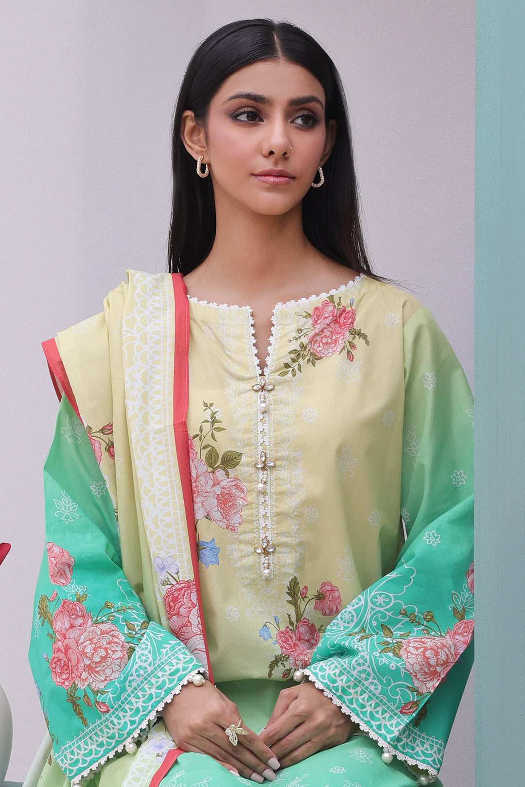 Zellbury | Unstitched 3 Piece Cambric | Shirt Shalwar Dupatta - 0043 Default Title