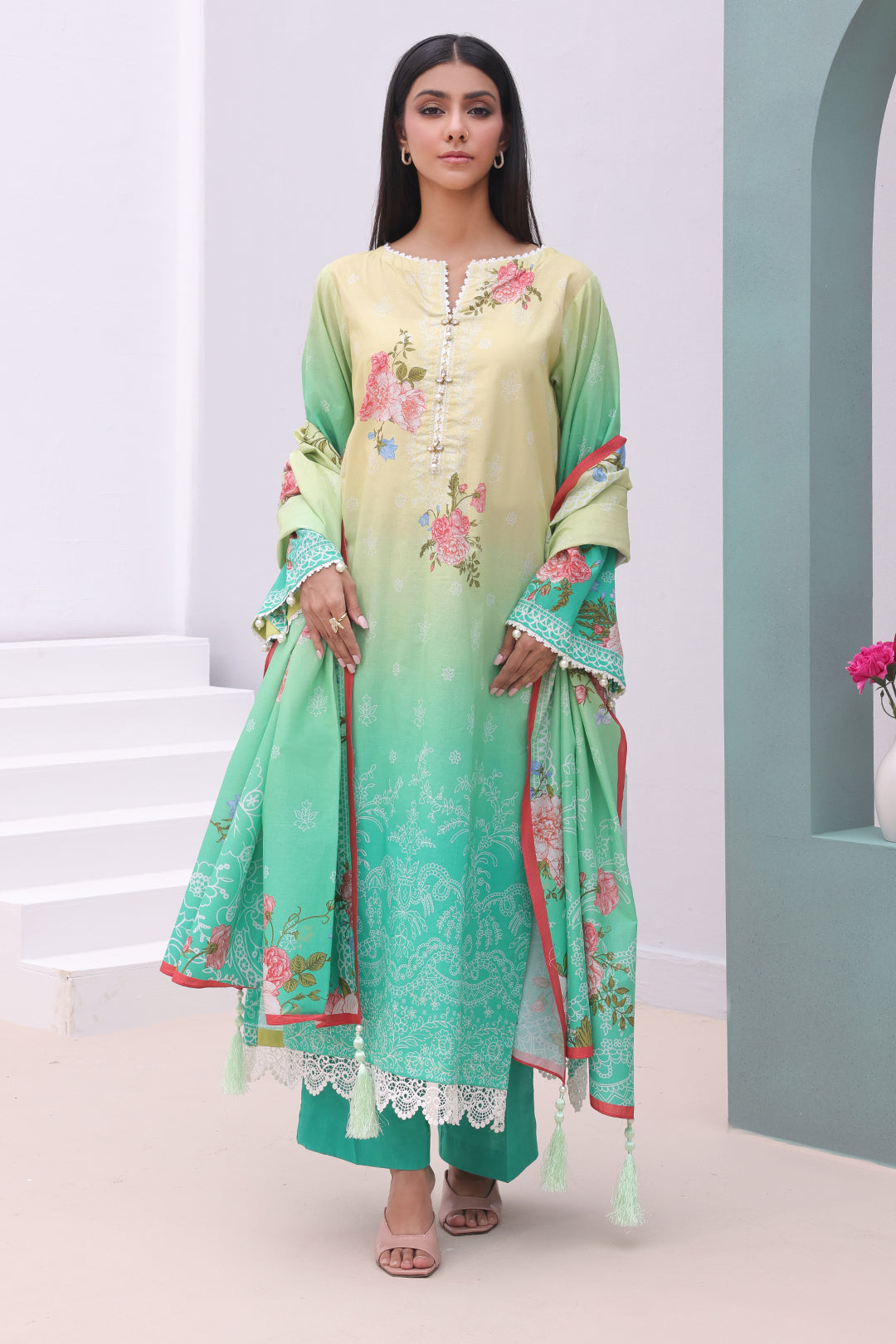 Zellbury | Unstitched 3 Piece Cambric | Shirt Shalwar Dupatta - 0043