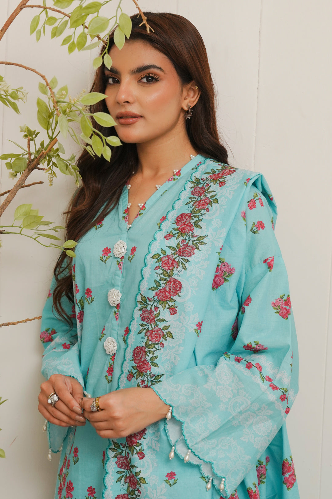 Zellbury | Unstitched 3 Piece Cambric | Shirt Shalwar Dupatta - 0122 Default Title