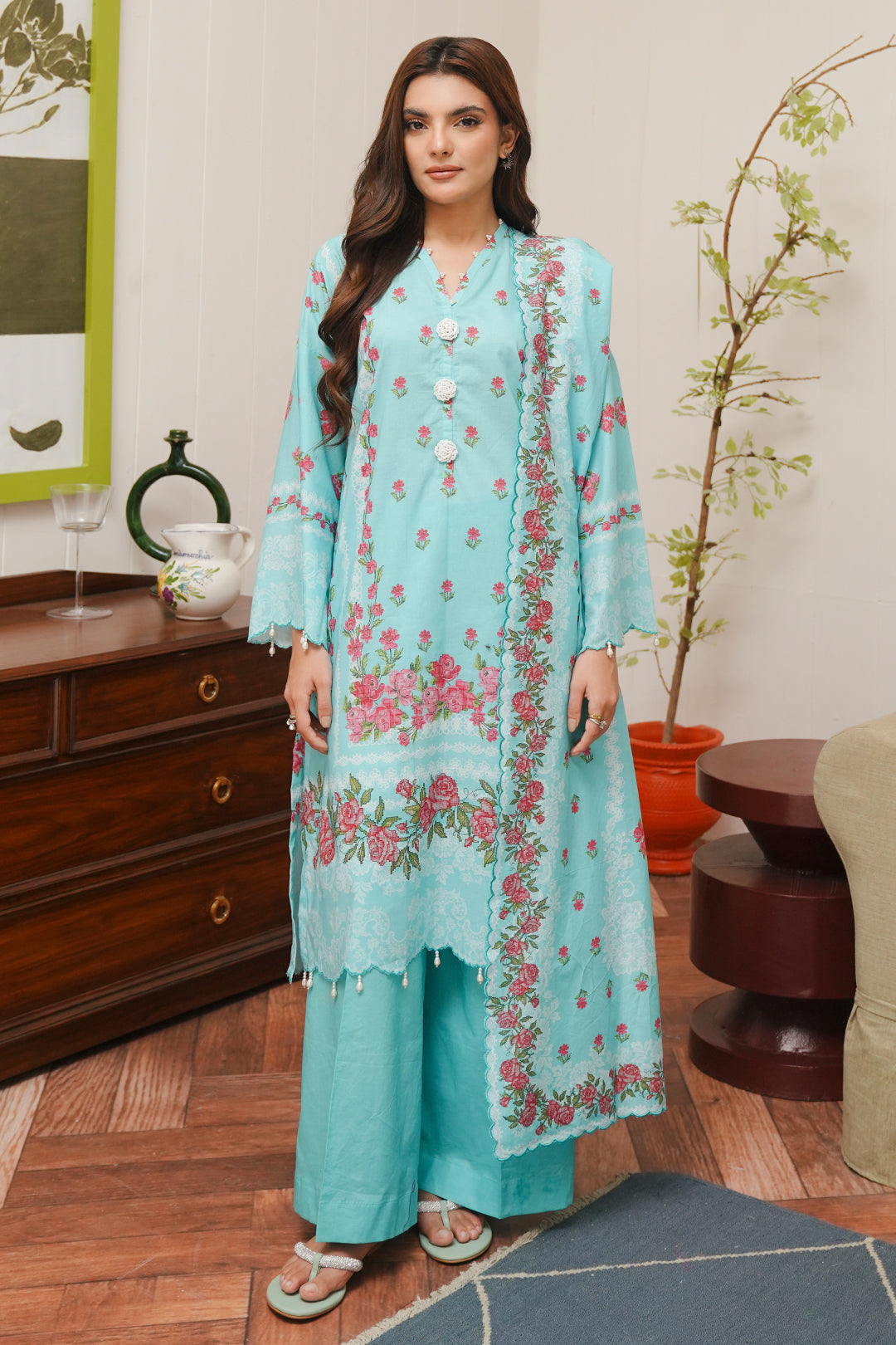 Zellbury | Unstitched 3 Piece Cambric | Shirt Shalwar Dupatta - 0122